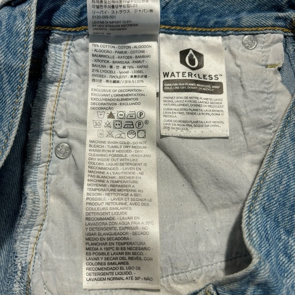 LEVI’S Sz 27 Rib Cage Raw Hem Mid Wash Button Fly Denim Jeans Mini  Skirt - Picture 8 of 9